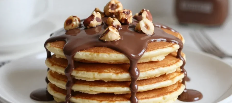 Fluffy Nutella Pancakes Recipe with Gooey Chocolate Hazelnut Swirls