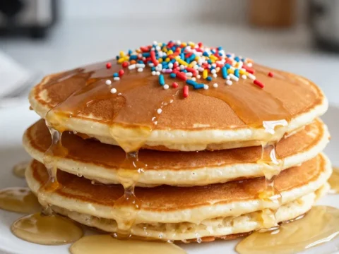Fun Birthday Pancakes Recipe with Sprinkles and Vanilla Flavor