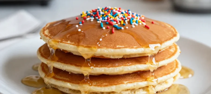Fun Birthday Pancakes Recipe with Sprinkles and Vanilla Flavor
