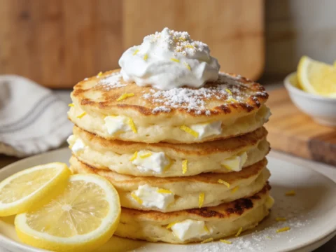 Lemon Ricotta Pancakes (177 calories, 8g protein)