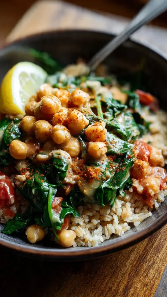  Spicy Chickpea and Spinach Bowl