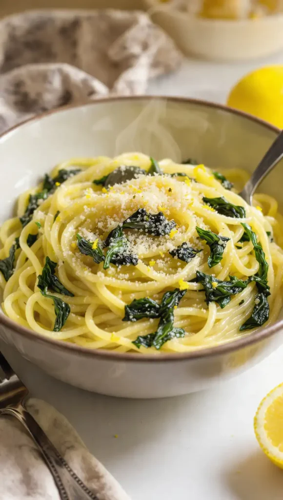 Skillet Lemon Butter Pasta with Spinach