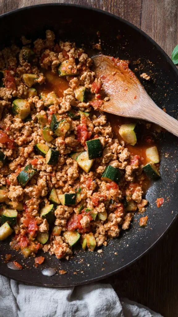 3. Low Calorie Healthy Turkey and Zucchini Skillet