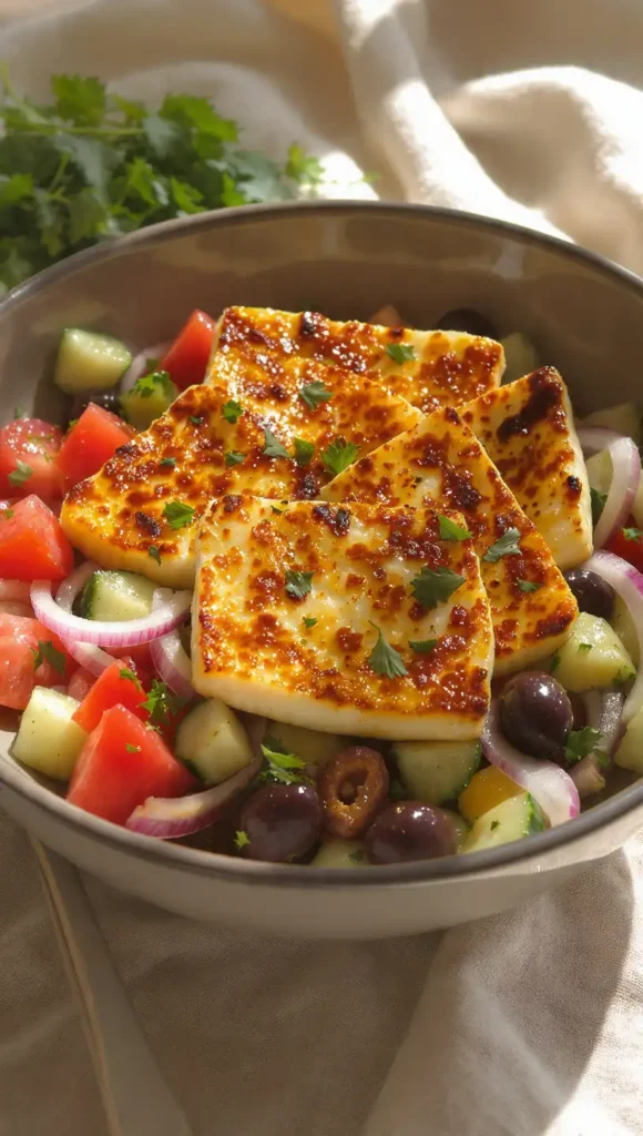 Greek Salad with Grilled Halloumi