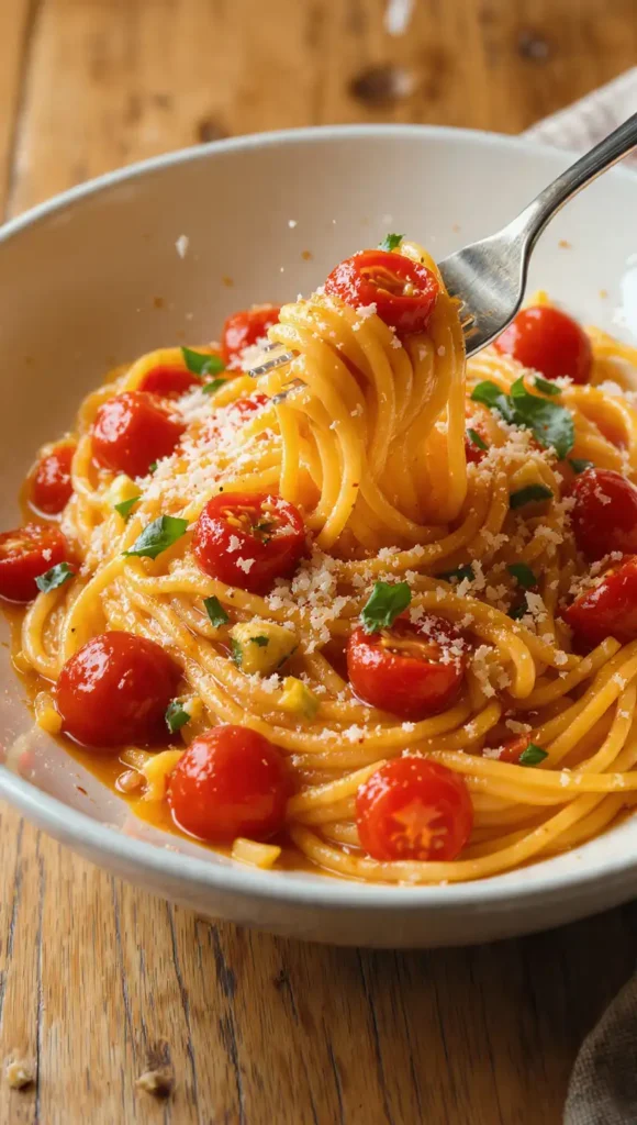 Zucchini Pasta with Burst Tomatoes