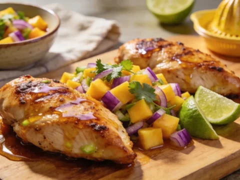 Healthy Honey Lime Chicken with Mango Salsa