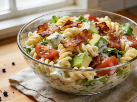 BLT Pasta Salad with Bacon, Avocado and Ranch