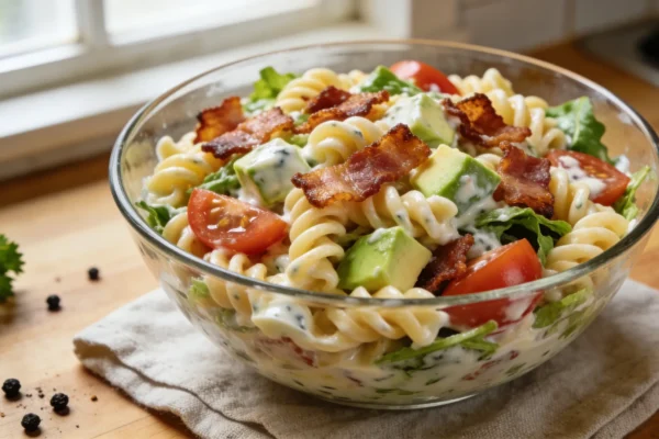 BLT Pasta Salad with Bacon, Avocado and Ranch