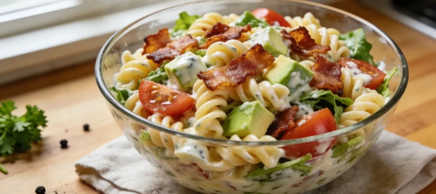 BLT Pasta Salad with Bacon, Avocado and Ranch