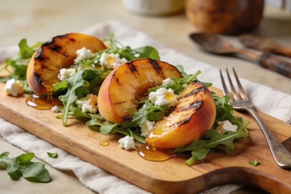 Grilled Peach Salad with Arugula and Goat Cheese