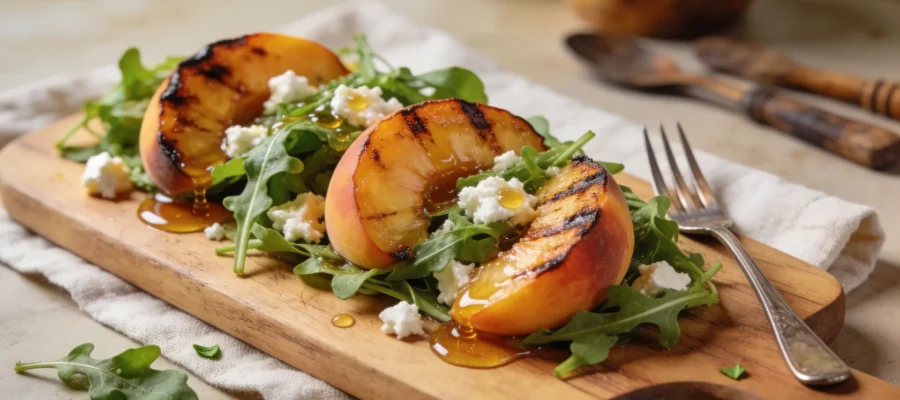 Grilled Peach Salad with Arugula and Goat Cheese