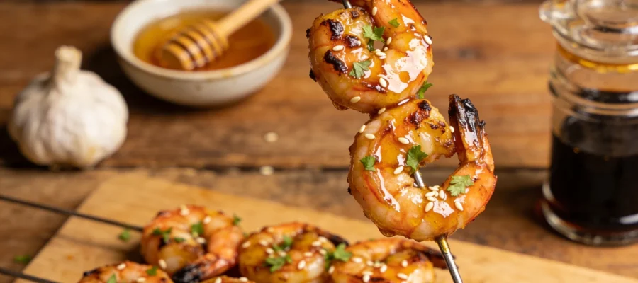 Honey Garlic Grilled Shrimp Skewers — 15 Minutes
