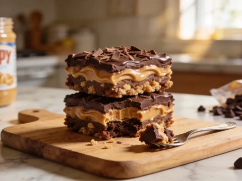 No Bake Chocolate Peanut Butter Bars — 5 Ingredients
