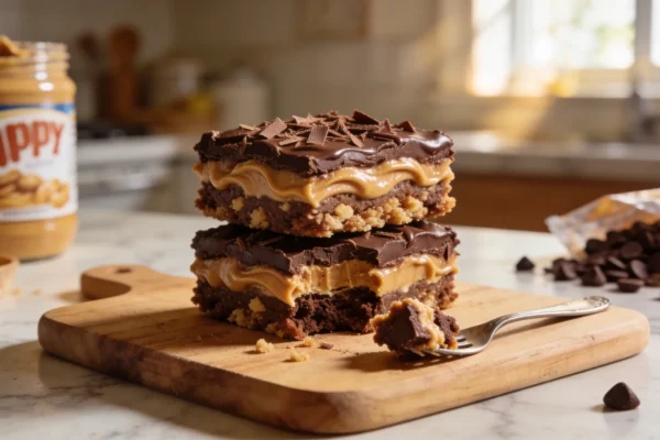 No Bake Chocolate Peanut Butter Bars — 5 Ingredients