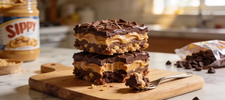 No Bake Chocolate Peanut Butter Bars — 5 Ingredients
