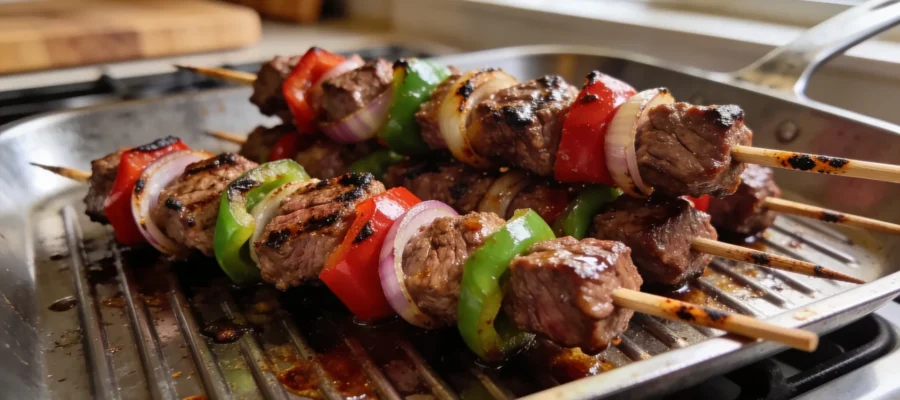 Steak Kabobs with Peppers and Onions — Easy Grill Dinner