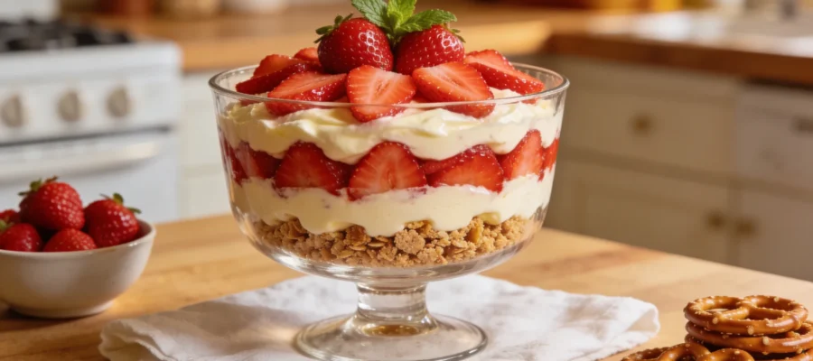 Strawberry Pretzel Salad — No Bake Classic Summer Dessert