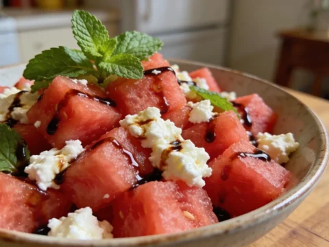 Watermelon Feta Salad with Mint and Balsamic