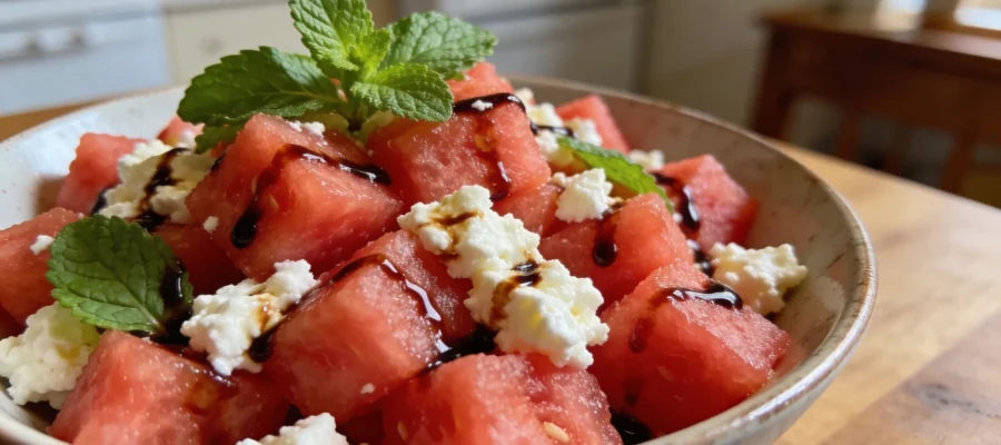 Watermelon Feta Salad with Mint and Balsamic