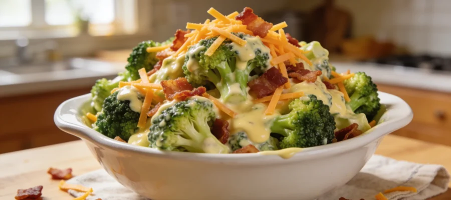 Broccoli Salad with Bacon, Cheddar and Creamy Dressing