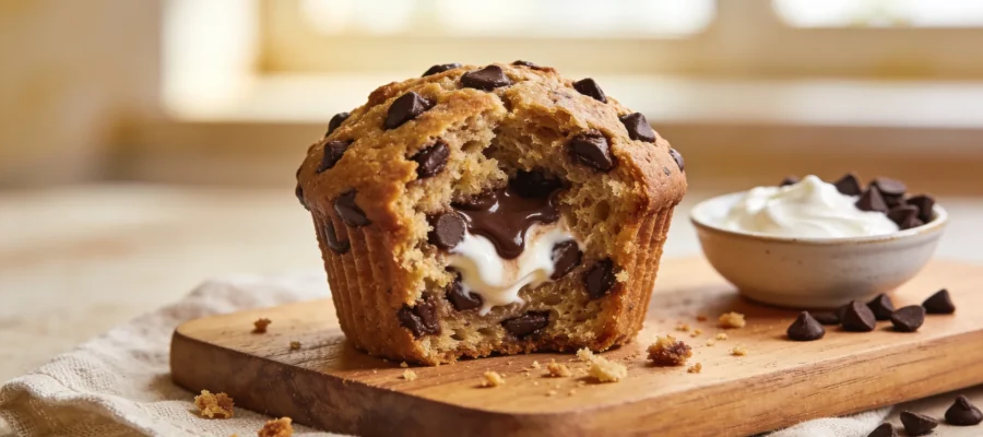 Healthy Chocolate Chip Muffins (Greek Yogurt, Bakery-Style Soft)