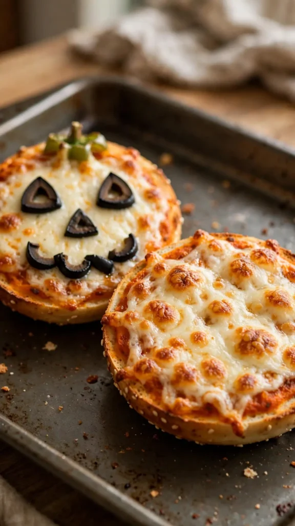 Mini Pumpkin Bagel Pizzas
