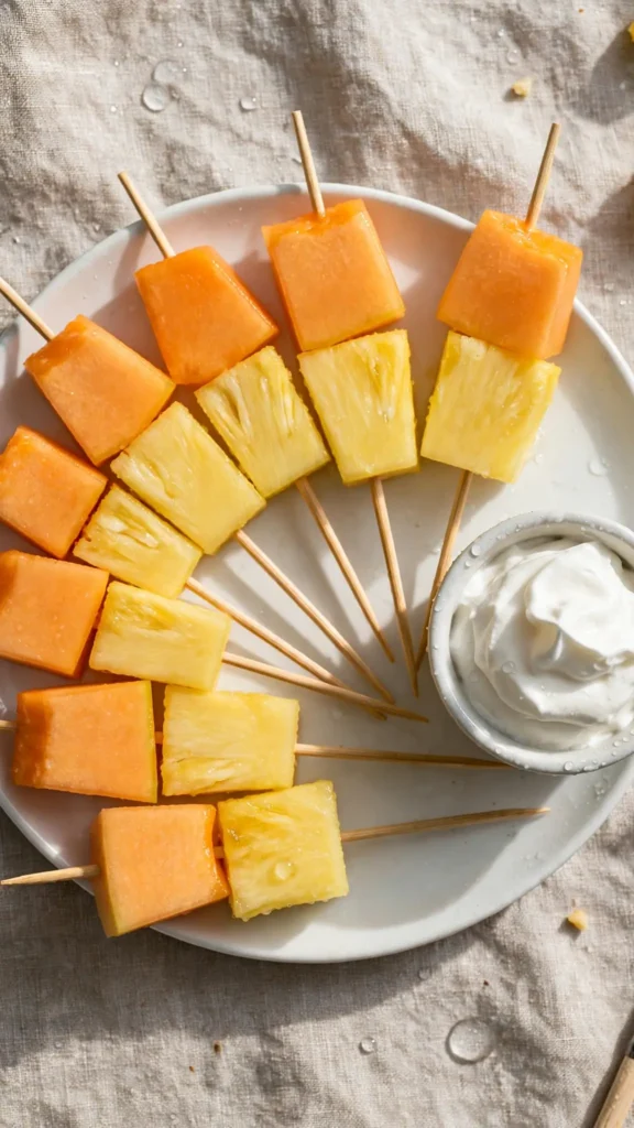 Candy Corn Fruit Skewers