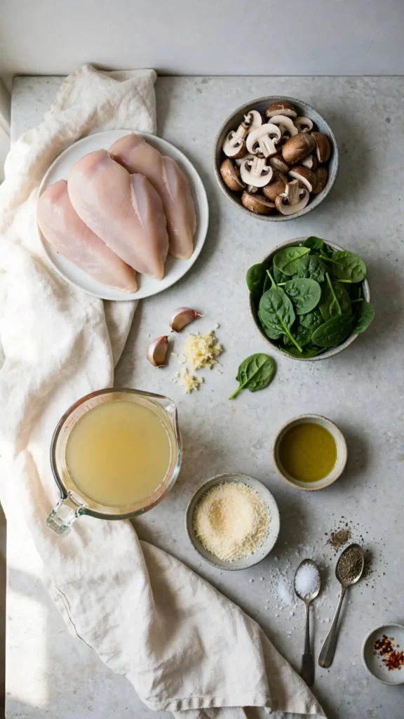 Easy Chicken with Spinach and Mushrooms Recipe